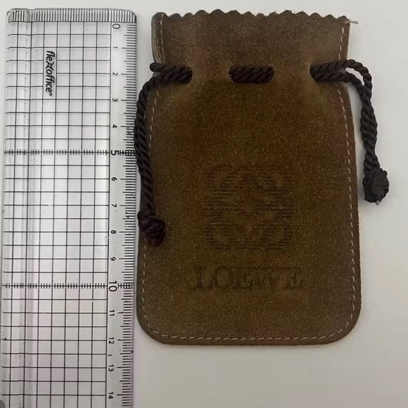 RARE EUC Loewe Logoed Tan Suede Tiny Drawstring Pouch Travel Jewelry - Picture 14 of 15